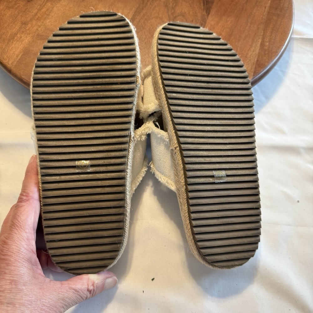 ShuShop Cream Frayed Crossband Sandals - Picture 14 of 16
